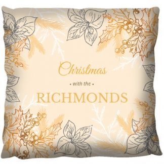 Christmas Gold Canvas Single Sided White Cushion 18 x 18 inch