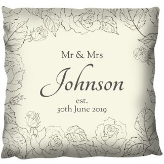 Romantic Sepia Flowers Canvas Single Sided White Cushion 18 x 18 inch