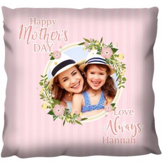 Mothers Day Floral Photo Frame Canvas Single Sided White Cushion 18 x 18 inch