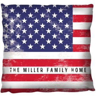 Stars and Stripes Canvas Single Sided White  Cushion 18 x 18 inch