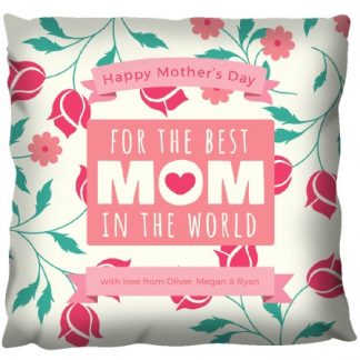 Mothers Day Flower Design Canvas Single Sided White Cushion 18 x 18 inch